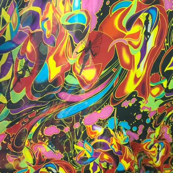 Apple Bottoms Multi Color Maxi Dress Denim Top Fairy Abstract Print Small 2 - Picture 4 of 5